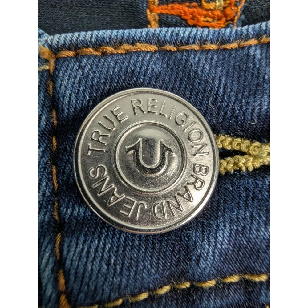 True Religion Billie Mid Rise Straight Jeans Women's 28 Blue Dark‎ Wash Stretch